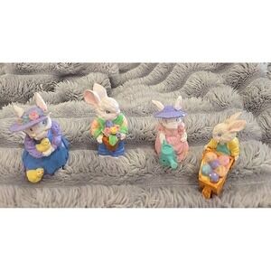 Vintage Papel Freelance Easter Bunny Figurine Set Nana Papa Polly Peter 4pc